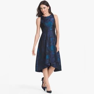 White House l Black Market Sleeveless Jacquard High-Low Fit-And-Flare Dress